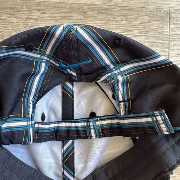 Nike Golf Hat Ball Cap Black & Blue Windowpane Plaid - Picture 6 of 9